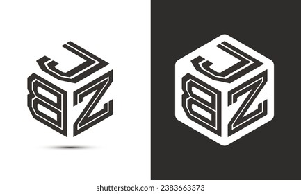 JBZ letter logo design with illustrator cube logo, vector logo modern alphabet font overlap style. Premium Business logo icon. White color on black background