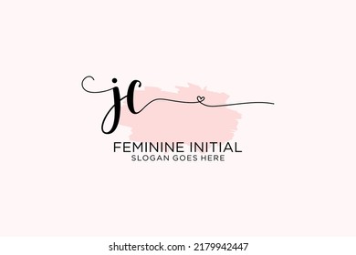 Monograma de belleza JC y elegante logo de diseño de logo para escritura a mano de firma inicial, boda, moda, floral y botánica con plantilla creativa.
