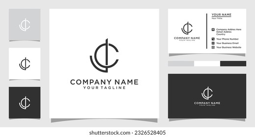 JC or CJ initial letter logo design vector with business card design