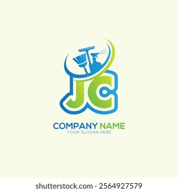 JC or CJ Letter Local Cleaning vector logo. Cleaning service logo vector