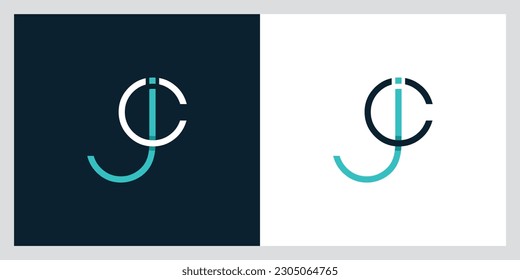 JC or CJ letter logo design template vector