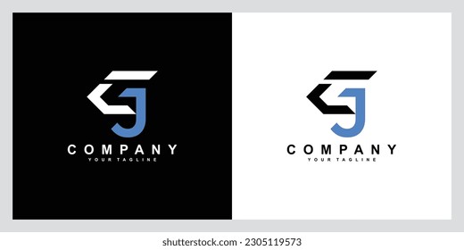 JC or CJ letter logo design template vector