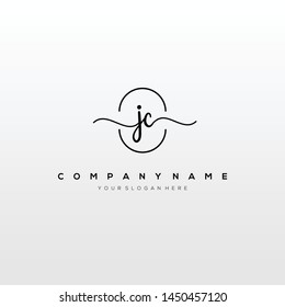 JC handwriting initial logo template vector.