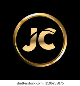 JC initial circle company logo gold black background