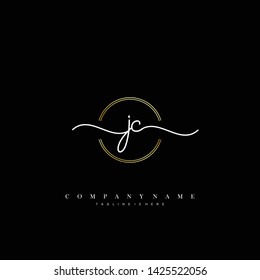 JC initial handwriting logo template vector
