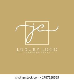 JC Initial handwriting logo template vector