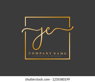 JC Initial handwriting square minimalist logo vector