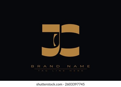 JC initial letter logo design. Letter J and C luxury alphabet letter logo icon template
