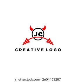 JC initial monogram for fitnes or gym logo with devil style design
