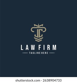 JC initial monogram logo law firm with pillar design