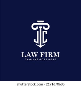 JC initial monogram logo lawfirm with pillar design