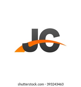 JC initial overlapping swoosh letter logo black orange