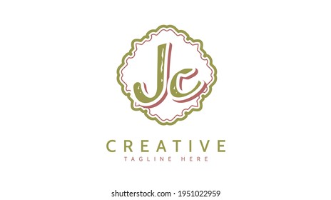 Iniciales JC, vector de logotipo de escritura a mano