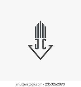 Ilustración del material del logotipo inmobiliario de JC. vector de logotipo