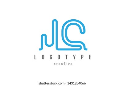 JC J C blue joined line alphabet letter logo combination suitable as icon design for a company or business