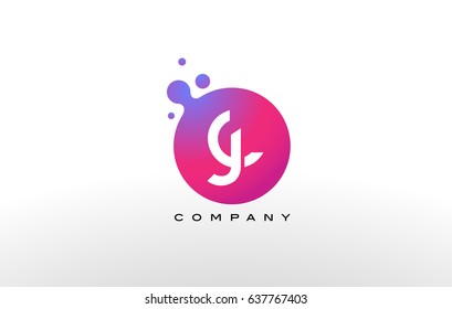 JC Letter Dots Logo Design with Creative Trendy Bubbles and Purple Magenta Colors.