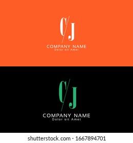 Diseño de logotipo de carta JC con fuente seriada cruzada y cortada creativa.