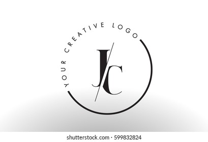 JC Letter Logo Design with Creative Intersected and Cutted Serif Font.