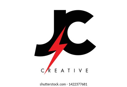 JC Letter Logo Design With Lighting Thunder Bolt. Electric Bolt Letter Logo Vector Illustration.
