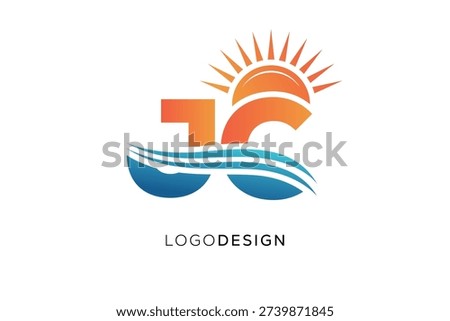 JC Letter Logo Monogram Sun Wave Modern Branding Design