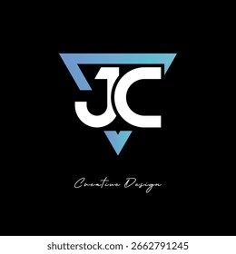 Logotipo de la letra de JC en triángulo - monograma moderno del gradiente para el diseño de la marca y de la identidad
