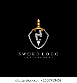 JC letter luxury monogram for shield and sword style image