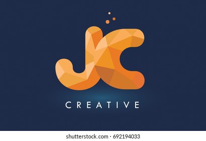 JC Letter With Origami Triangles Logo. Creative Yellow Orange Origami Design Letters.
