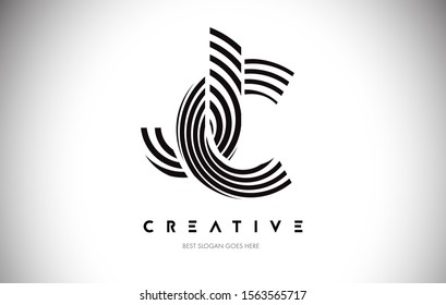 JC Lines Warp Logo Design.Vector Letter Icon Made with Circular Lines.