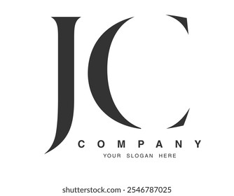 JC logo design. Initial letter j and c serif font style. Creative classic company name typography. Trendy logotype or identity. Vector illustration.