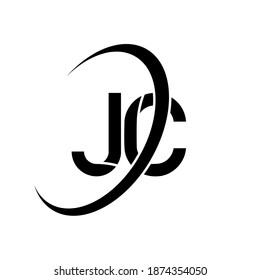 JC logo. J C design. Black JC letter. JC J C letter logo design. Initial letter JC linked circle uppercase monogram logo.