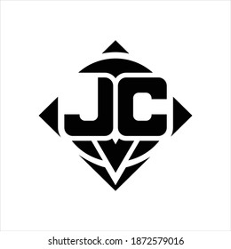 JC-Logo-Monogramm mit kreisförmiger Form und quadratischer, rotierender, abgerundeter Design-Vorlage auf weißem Hintergrund