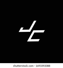 Monograma del logotipo de JC con una plantilla de diseño moderno de estilo inferior aislada en fondo negro