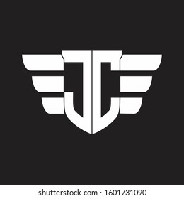 JC Logo monogram with emblem and wings element design template