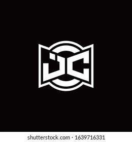 JC logo monogram with ribbon style circle rounded design template