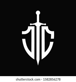JC logo with shield shape and sword