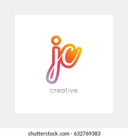 JC logo, vector. Useful as branding, app icon, alphabet combination, clip-art.