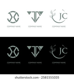 JC minimalist and classic logo set design. JC monogram circle shape vector. JC unique design.
