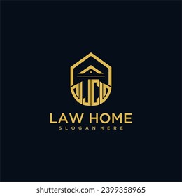JC monogram initial logo for lawhome with shape home design