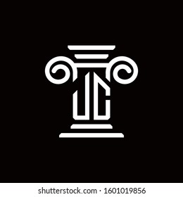 JC monogram logo with pillar style design template