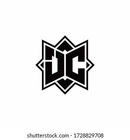 Logo de monograma JC con plantilla de diseño de esquema de estilo de rotación cuadrada