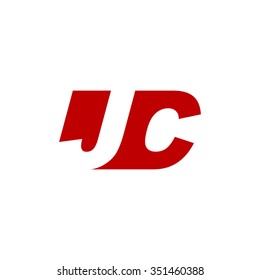 JC negative space letter logo red