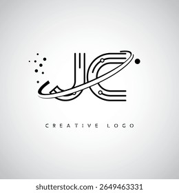 JC Orbit Monogram Logo - Futuristic Minimal Letter mark with Circular Line Art, Tech-Inspired Dots and Space Motion Concept for Modern Branding Identity (Logotipo de Monograma de Órbita JC - Marca de Letra Mínima Futurista com Linha de Arte Circular, Pontos Inspirados na Tecnologia e Conceito de Movimento Espacial para Identidade de Marca Moderna)