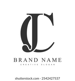 Plantilla de logotipos de moda JC. Letra inicial j y c estilo de fuente clásico. Logotipo creativo para el nombre o la identidad de la empresa. Ilustración vectorial.