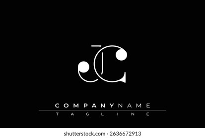 JC Typography Logo Design. Stylish monogram design depiction featuring the letters J and C combined in an artistic signature style, delivering a unique and creative visual representation.