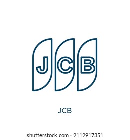 jcb icon. Thin linear jcb outline icon isolated on white background. Line vector jcb sign, symbol for web and mobile