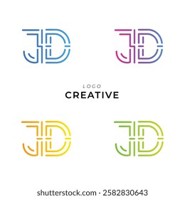 JD Creative Latter Logo Design. Monogram Design. By Custom Branding Logo. Creative Logo Design. Vector illustration. Modern Design. Logo Template.