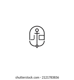 Diseño de logotipo de carta creativa JD en concepto de ancla con diseño profesional de alta calidad que se imprimirá en cualquier medio impreso