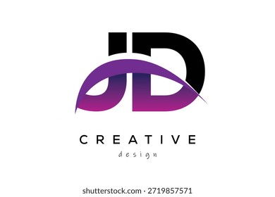 JD kreatives und modernes Logo-Design mit kreativem lila Welle abstraktes letzteres Logo-Konzept.