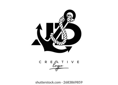 JD Creative Monogram Latte Logo mit Anker und Seildesign