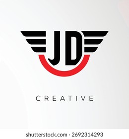 JD Creative Wings Letter Logo mit Modern Shield - Leistungsstarkes Business- und Branding-Symbol	
